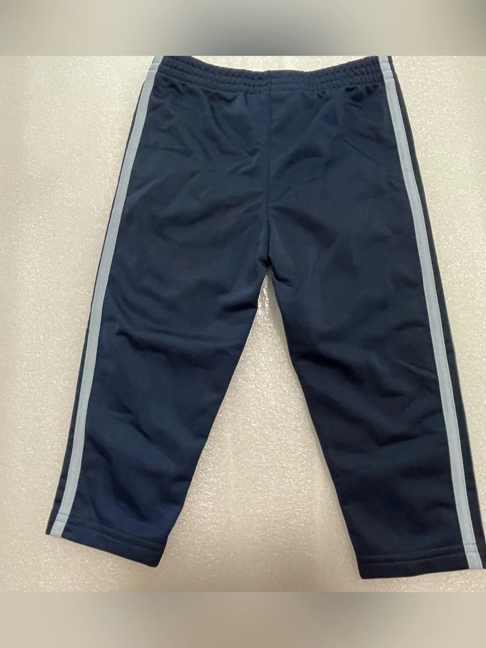 adidas Kids Navy Joggers with Light Gray Stripes